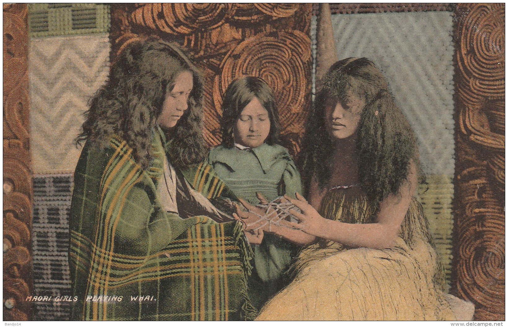 New  Zealand  - 1912 - Maori  Girls Playing Whai  - Scan Recto-verso - Nouvelle-Zélande