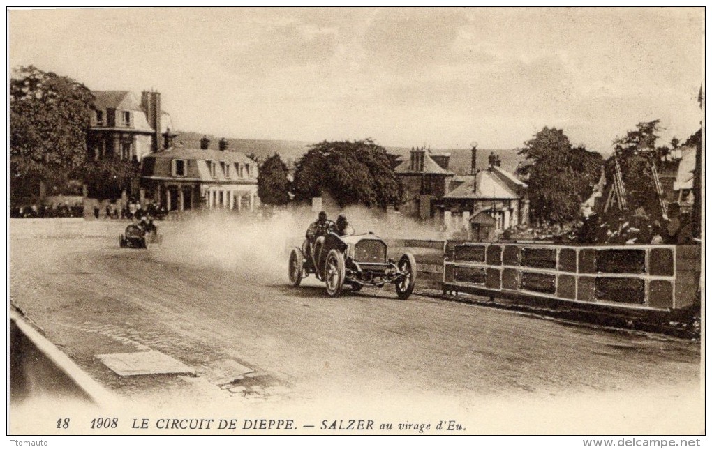 Grand Prix De France - 1908 - Circuit De Dieppe - La Mercedes De Otto Salzer Au Virage D'Eu  -  CPA - Grand Prix / F1