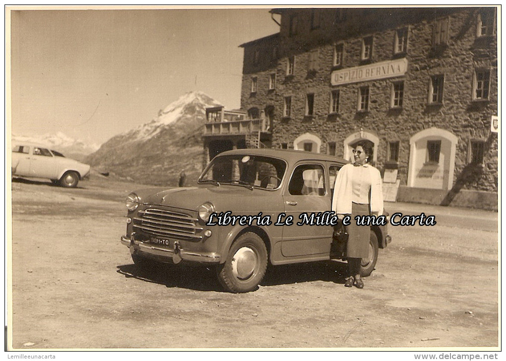 FOTOGRAFIA ORIGINALE _ PASSO DEL BERNINA _ Agosto 1954 _ OSPIZIO BERNINA _ AUTO D'EPOCA _ Svizzera _ Alpi - Automobili