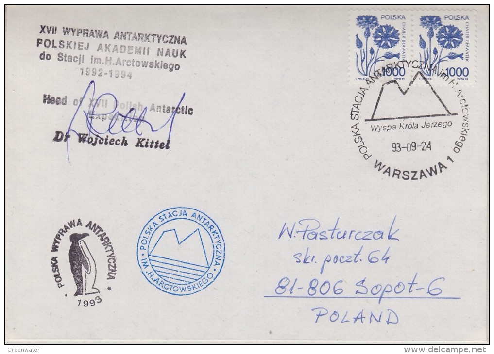 Poland 1993 Polish Antarctic Expedition Si Head Of Expedition Cover (30710) - Spedizioni Antartiche