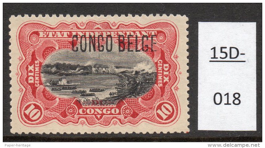 Belgian Congo Belge : COB 41PT (Tirage Des Princes) 10c Waterfall, Surcharge Typo. MH - Unused Stamps