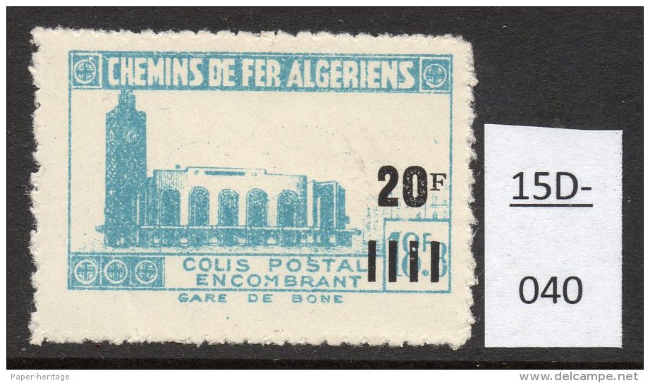 Algeria Yv. CP 165 Railway Station / Gare De Bone : 20F/18F8 En Bleu-vert (greenish-blue)  MH - Parcel Post
