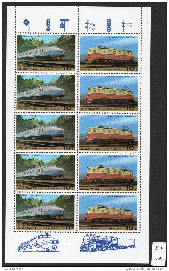 Korea (N) 1987 Railways / Trains SG N2691/92 In Sheetlet/5 MNH - Eisenbahnen