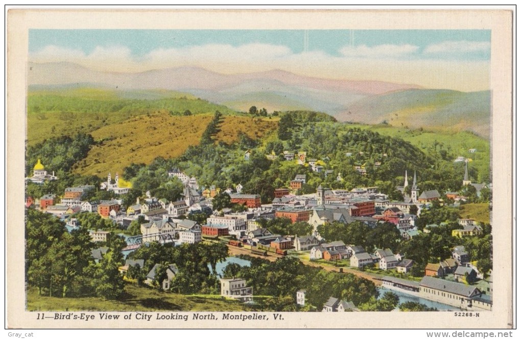 Bird's-Eye View Of City Looking North, Montpelier, VT, Unused Postcard [17803] - Montpelier