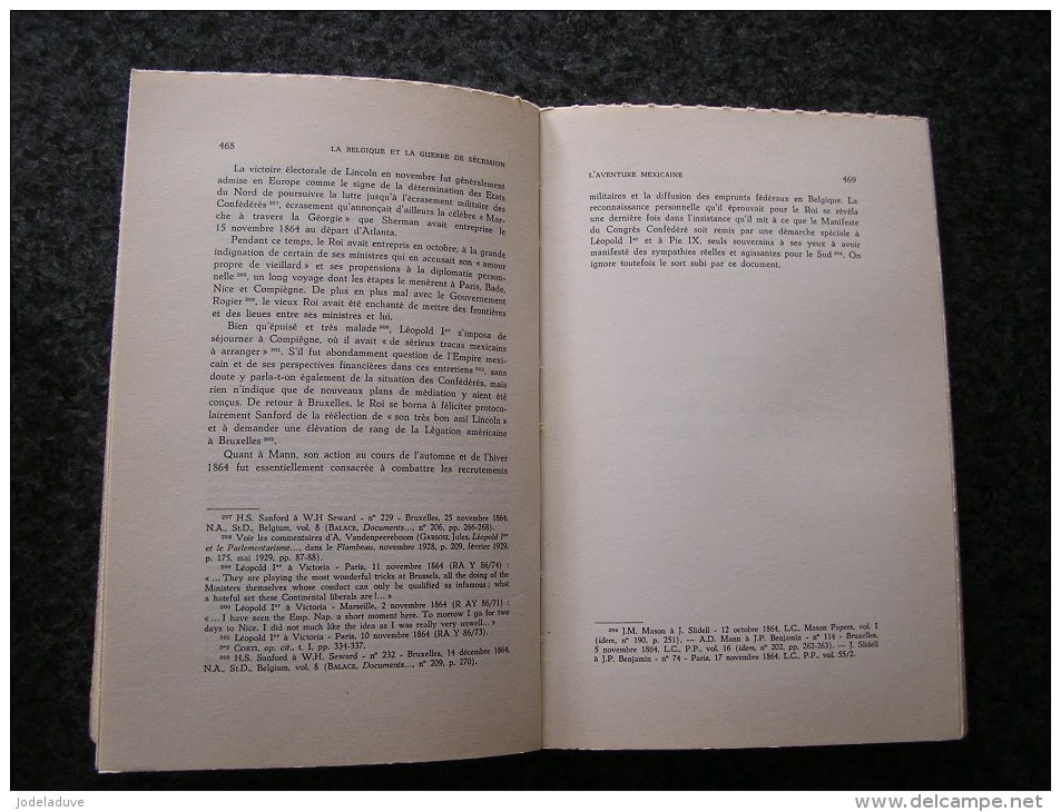 LA BELGIQUE ET LA GUERRE DE SECESSION 1861 1865 F Balace 2 Tomes Régionalisme Histoire Etats Unis Usa Mexique Maximilien