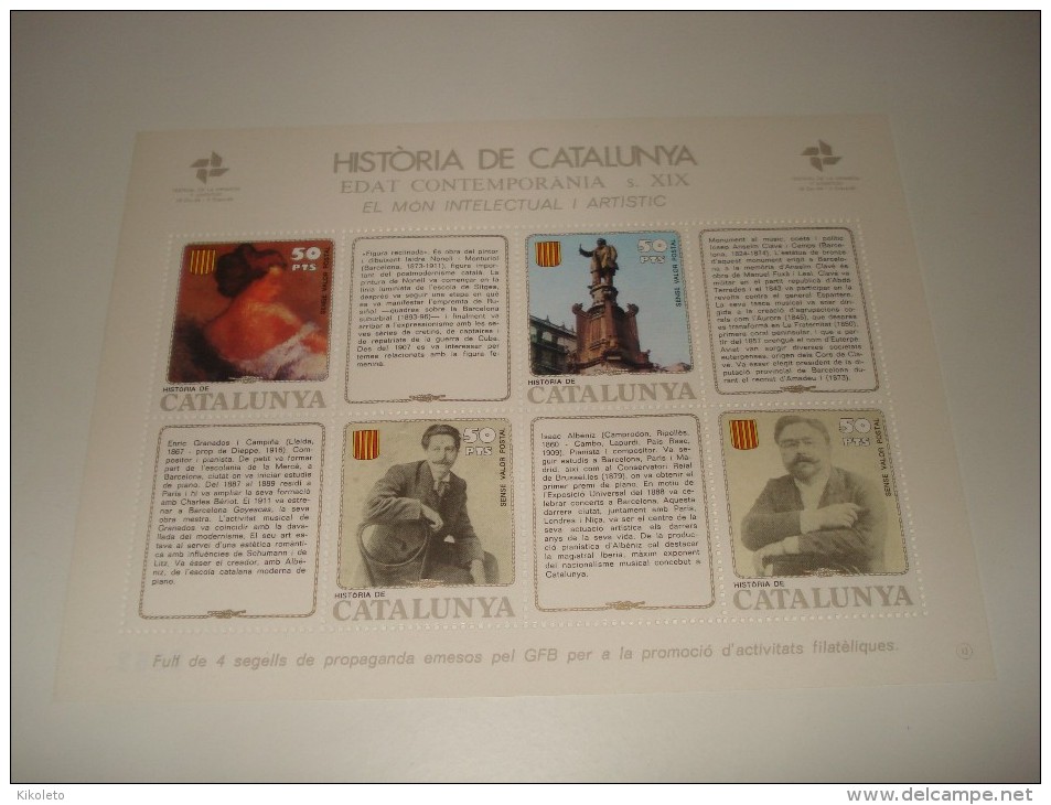 ESPAÑA - HISTORIA DE CATALUNYA - HOJA Nº 43 - EDAT CONTEMPORANIA (EL MON INTEL·LECTUAL I ARTISTIC) ** MNH - Commemorative Panes