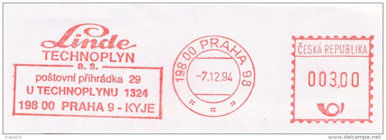 K7725 - Czech Rep. (1994) 198 00 Praha 98: LINDE TECHNOPLYN; Joint-stock Company - Gaz