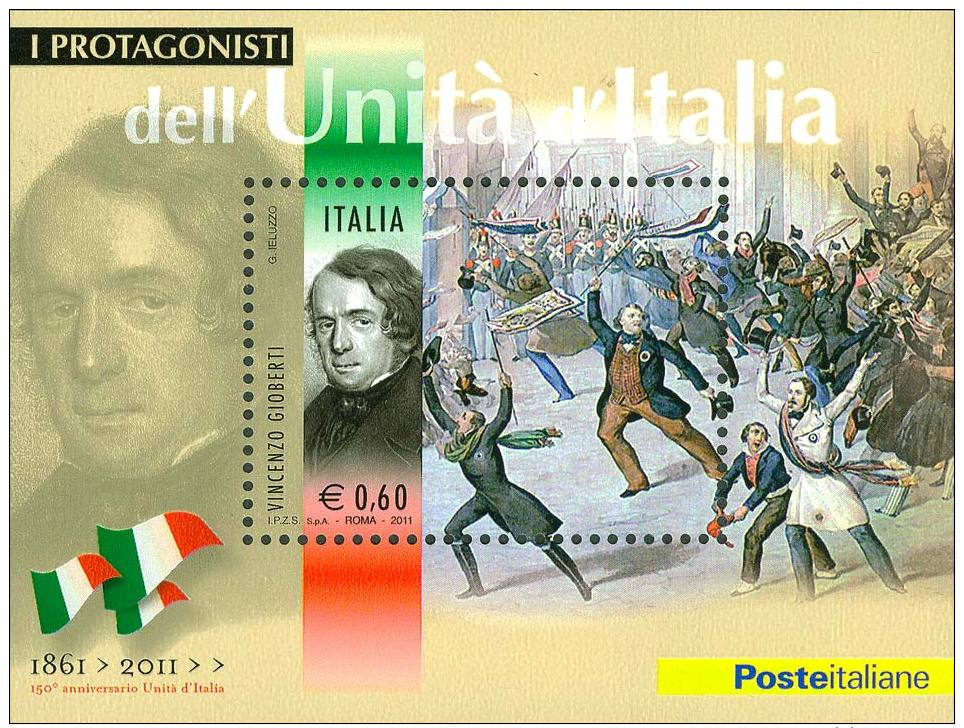 ITALIA REPUBBLICA 2011 - Protagonisti Unità D'Italia. V. Gioberti. Foglietto ** -  UNIF. N. BF64 - Blocchi & Foglietti