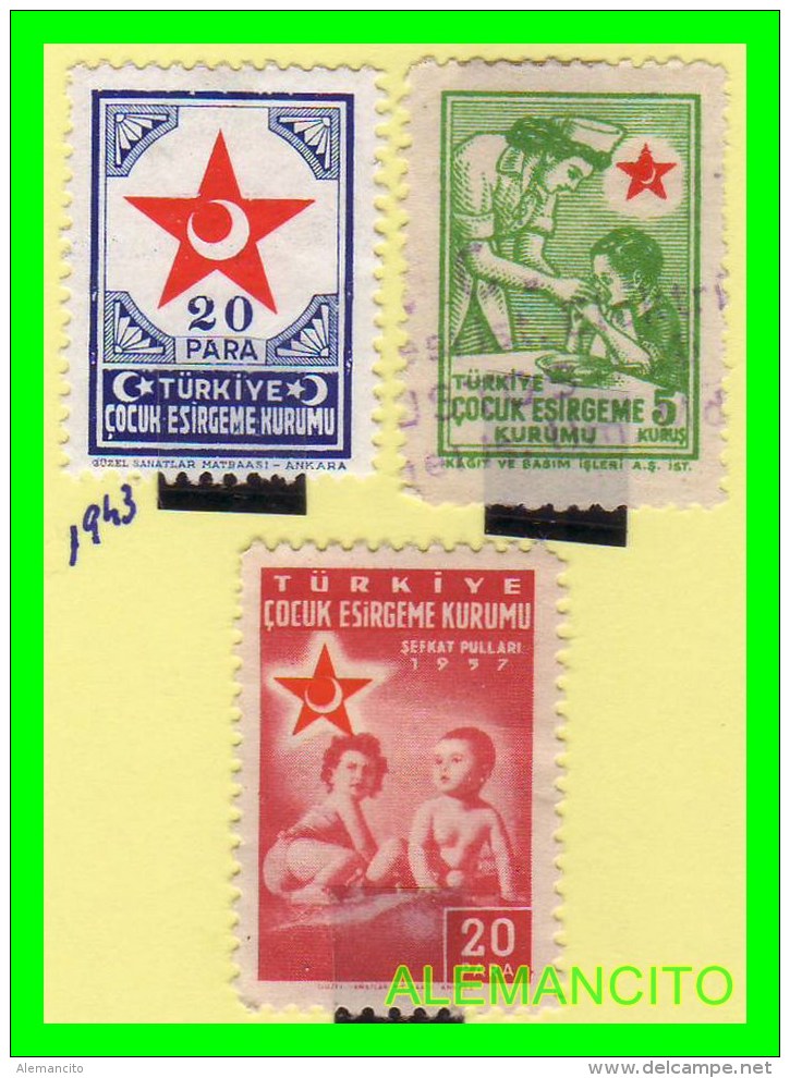 TURQUIA  ( TURKEY  EUROPA ) 3 SELLOS AÑO 1943 - Unused Stamps