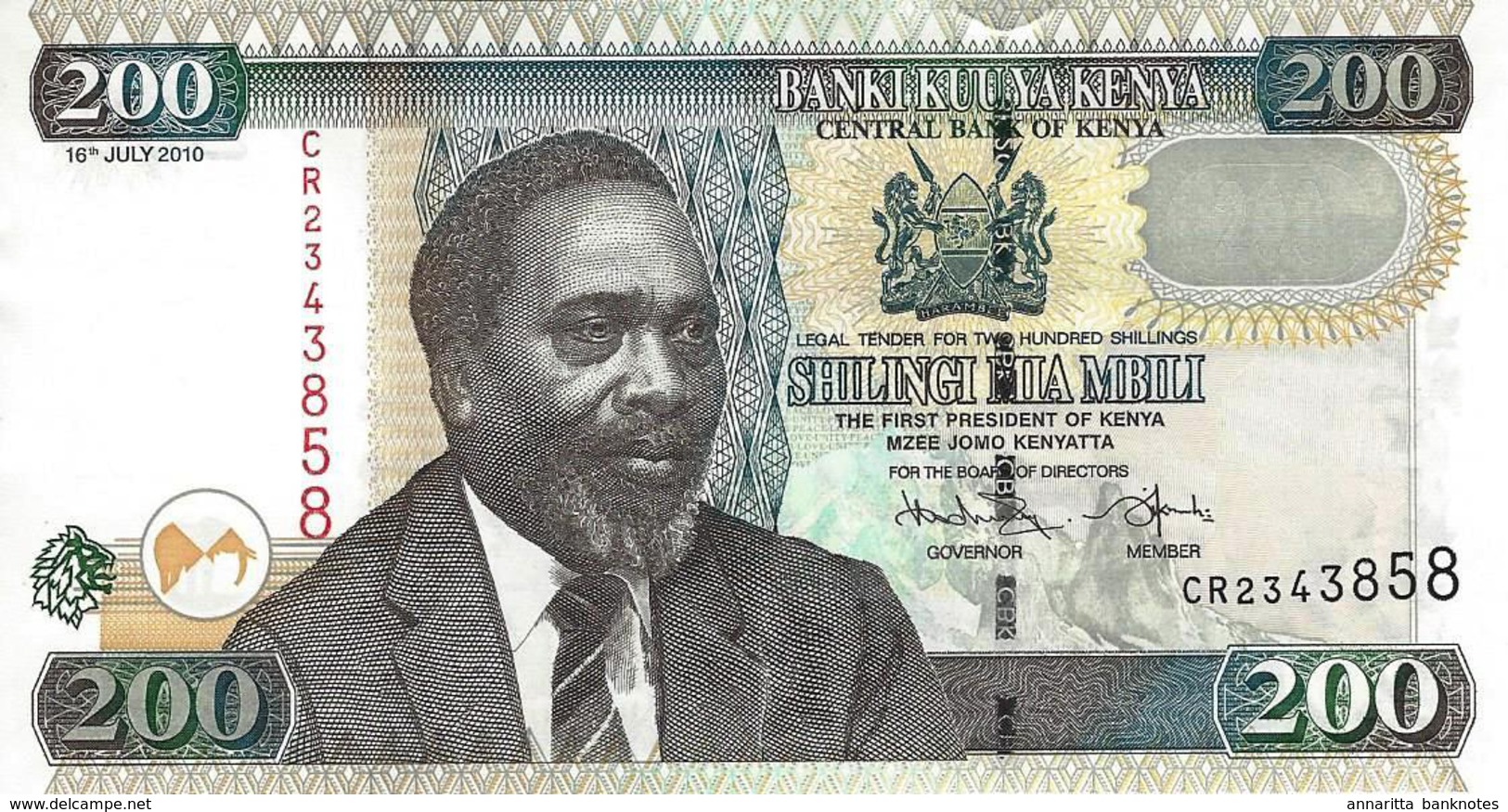 KENYA 200 SHILLINGS 2010 P-49e UNC [ KE141g ] - Kenia