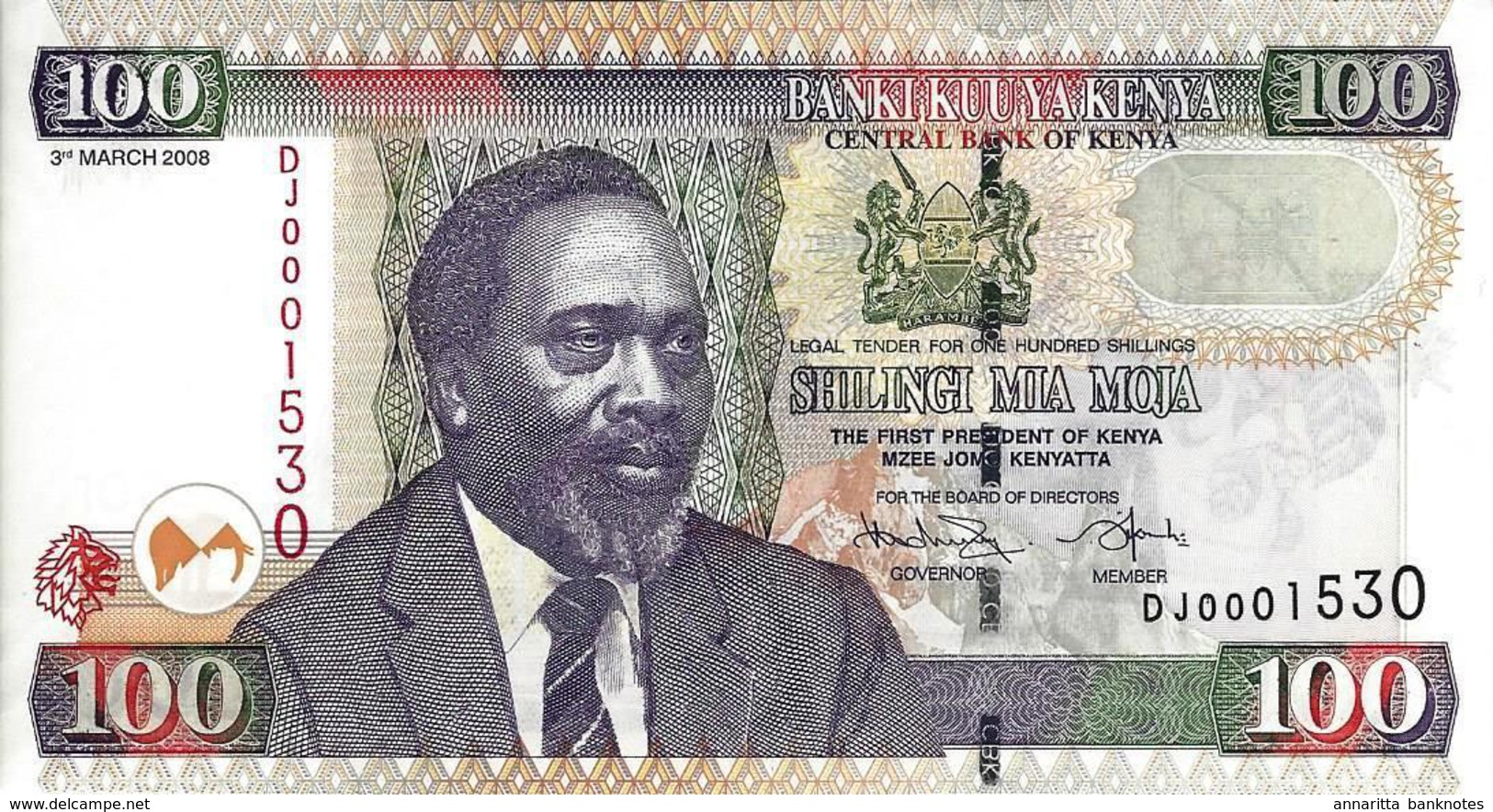 KENYA 100 SHILLINGS 2008 P-48c UNC [ KE139e ] - Kenia