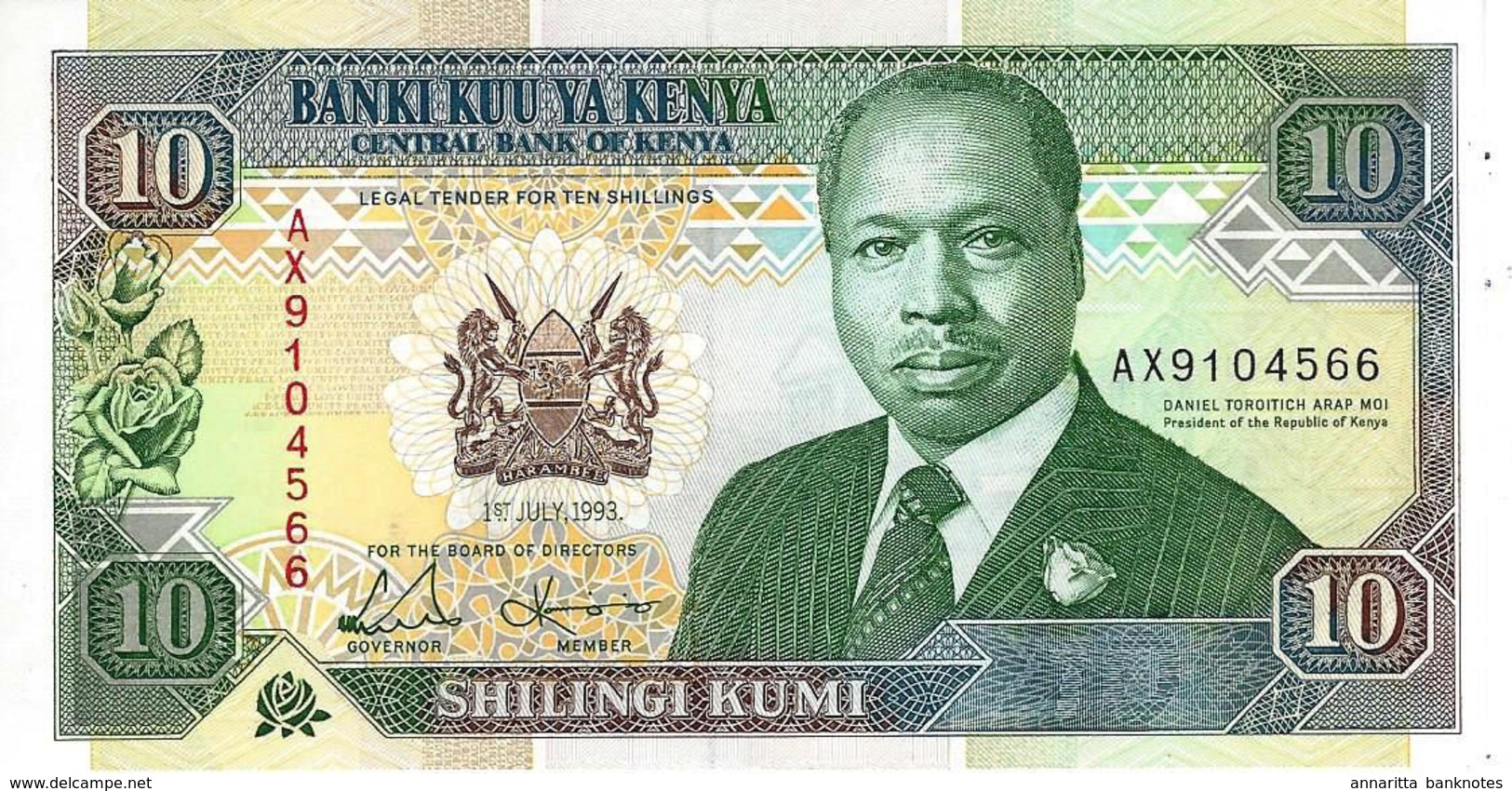 KENYA 10 SHILLINGS 1993 P-24e UNC [ KE125e ] - Kenia