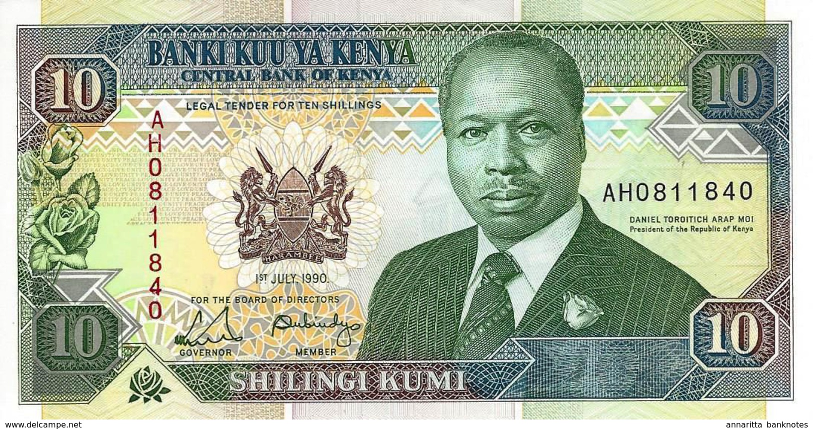 KENYA 10 SHILLINGS 1990 P-24b UNC [ KE125b ] - Kenia