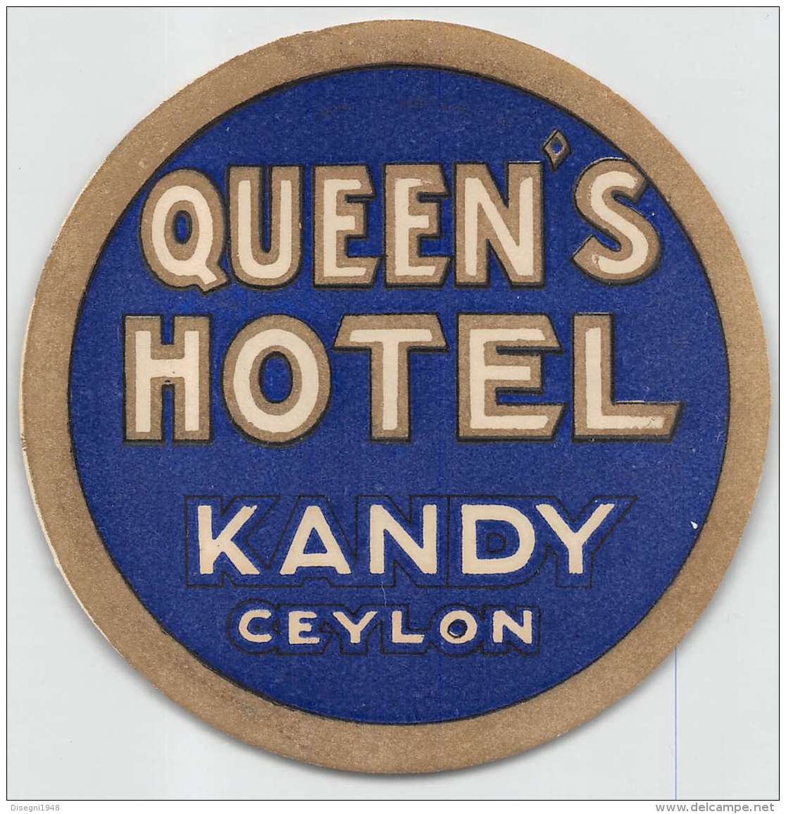 05812 "SRI LANKA / CEYLON - KANDY - QUEEN'S HOTEL" ETICHETTA ORIGINALE - Etiquettes D'hotels