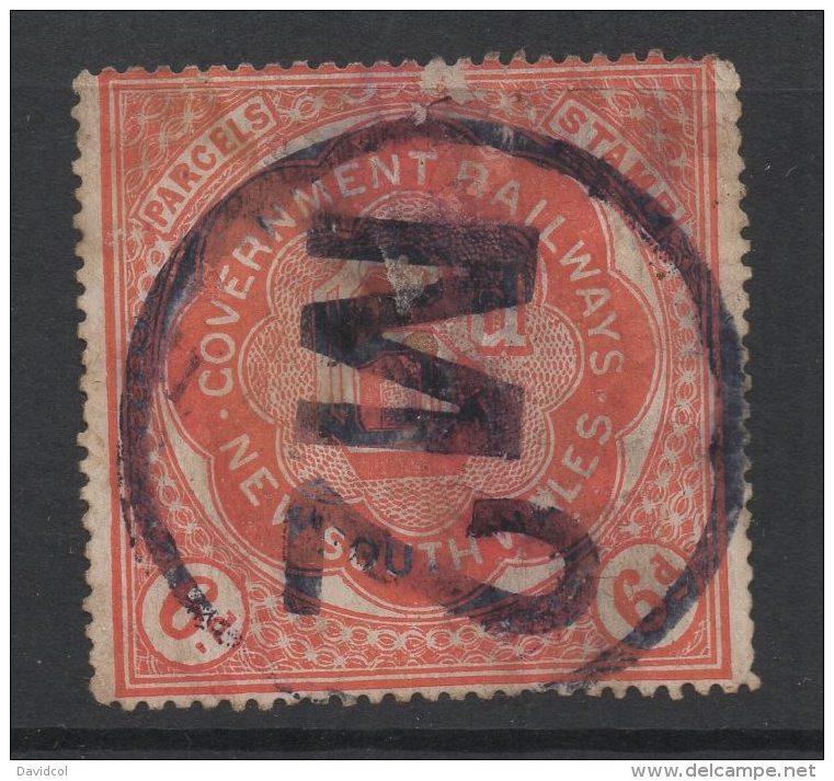 M189.-. NEW SOUTH WALES - RAILWAY PARCEL STAMP USED. 6P- RED. - Gebraucht