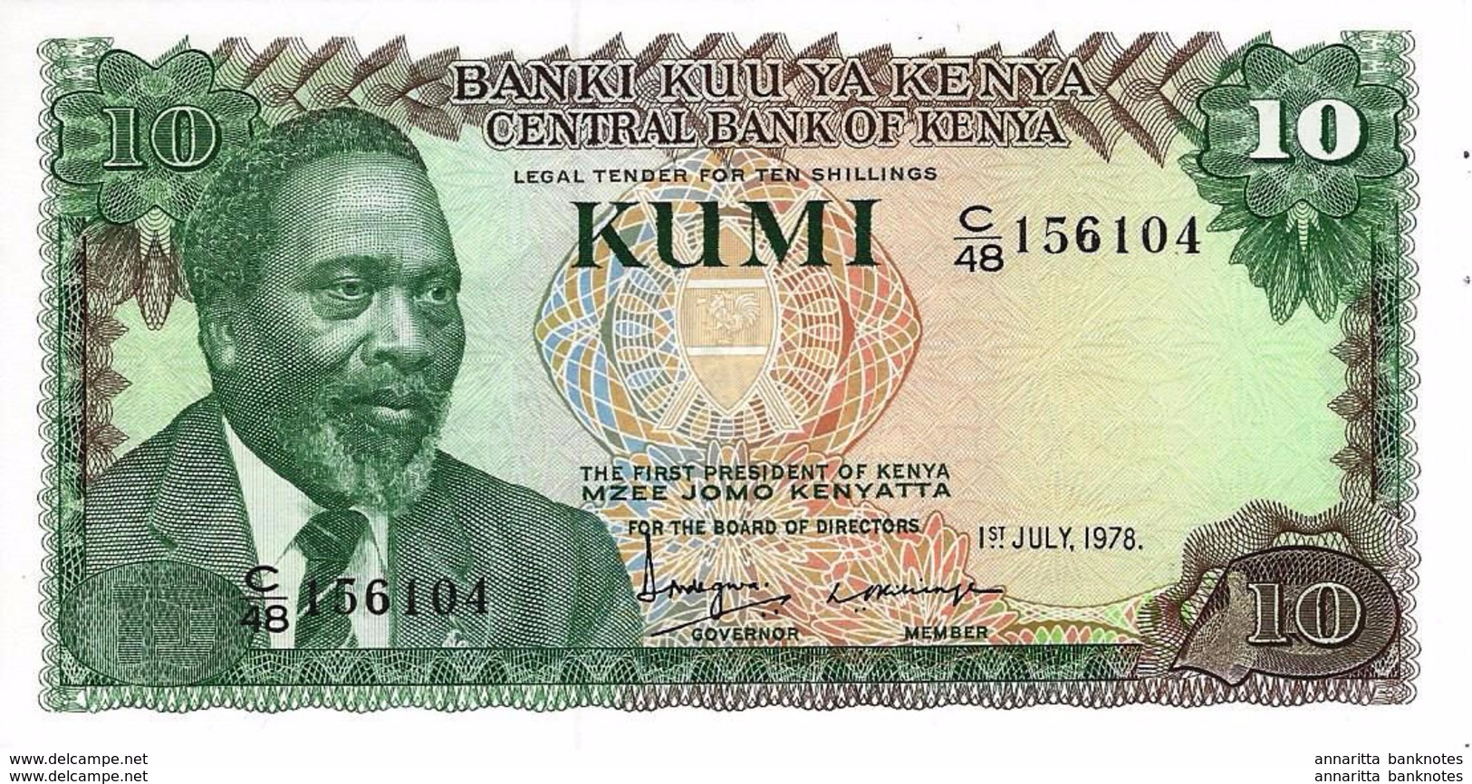 KENYA 10 SHILLINGS 1978 P-16a UNC [ KE116a ] - Kenya