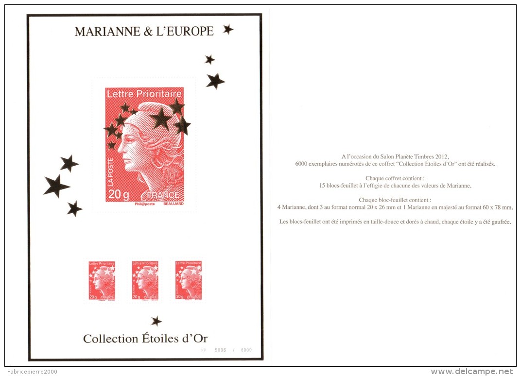 Coffret Marianne Etoile D´Or (salon Du Timbre Paris 2012) NEUF SOUS BLISTER NON OUVERT N°5350 - 2008-2013 Maríanne De Beaujard