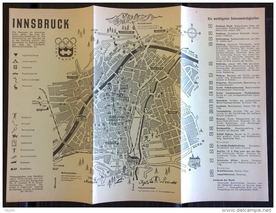 INNSBRUCK 1964 OLYMPISCHE WINTERSPIELE-WINTER OLYMPICS-OLYMPIC WINTER GAMES, COMPLETE BROCHURE WITH PRICE LIST AND CITY