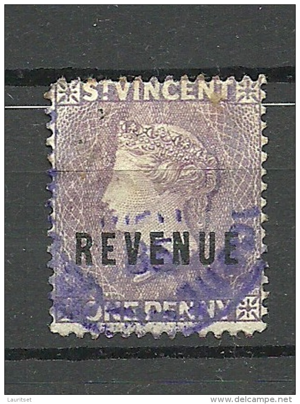 ST. VINCENT Ca 1880 Revenue 1 Penny Queen Victoria O - St.Vincent (...-1979)