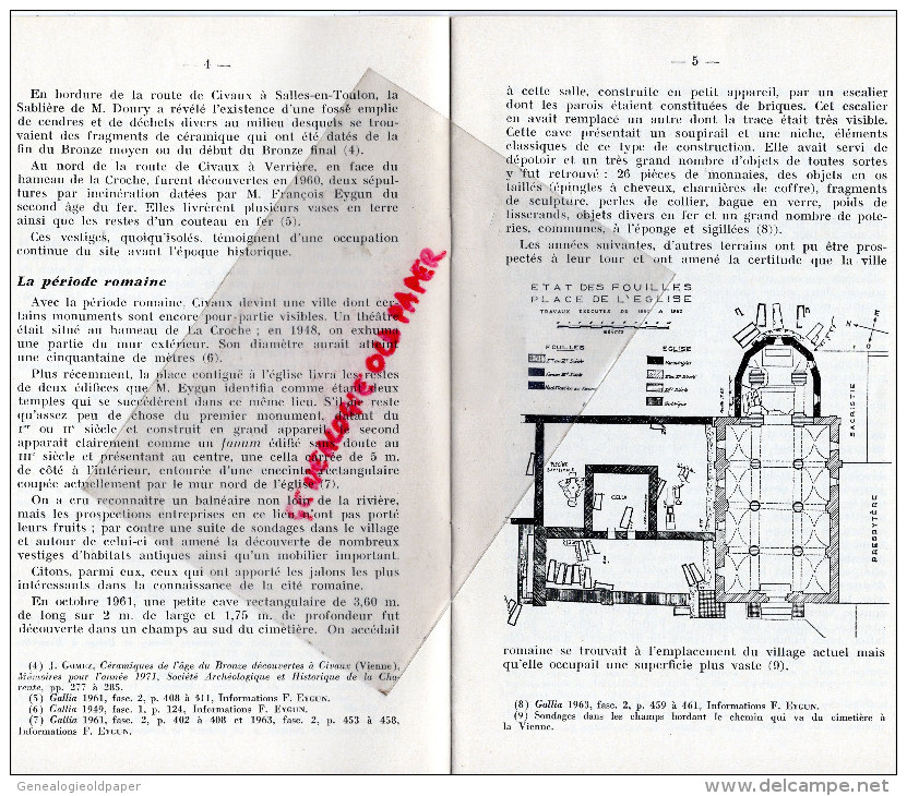 86 - CIVAUX - NOTICE SUR LES VESTIGES ARCHEOLOGIQUES PAR J.C. PAPINOT -1975 - Dépliants Touristiques