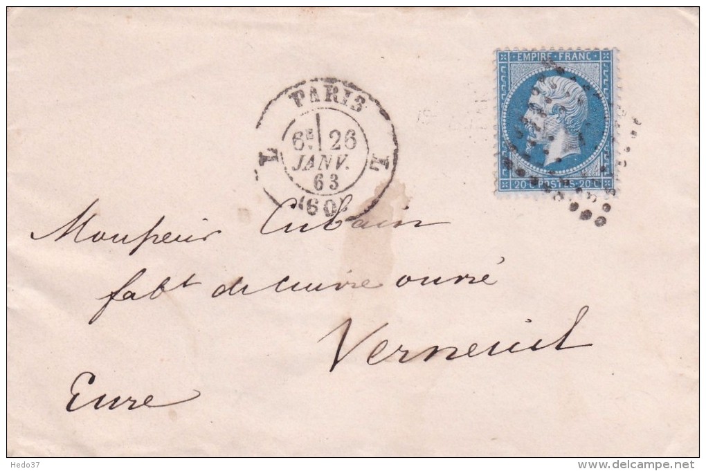 France N°22 Sur Lettre - 1862 Napoléon III