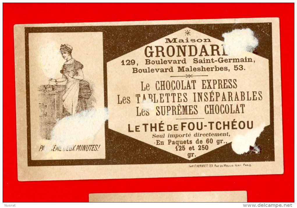 Chocolat Grondard, Chromo Imp. Hermet, Illustration Moloch, Préparation Du Goûter - Other & Unclassified