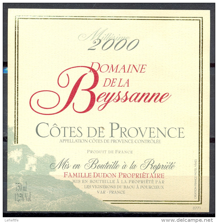 294 - Côtes De Provence - 2000 - Domaine De La Beyssanne - Famille Dudon Propriétaire - Vignerons Du Bahou à Pourcieu 83 - Pink Wines