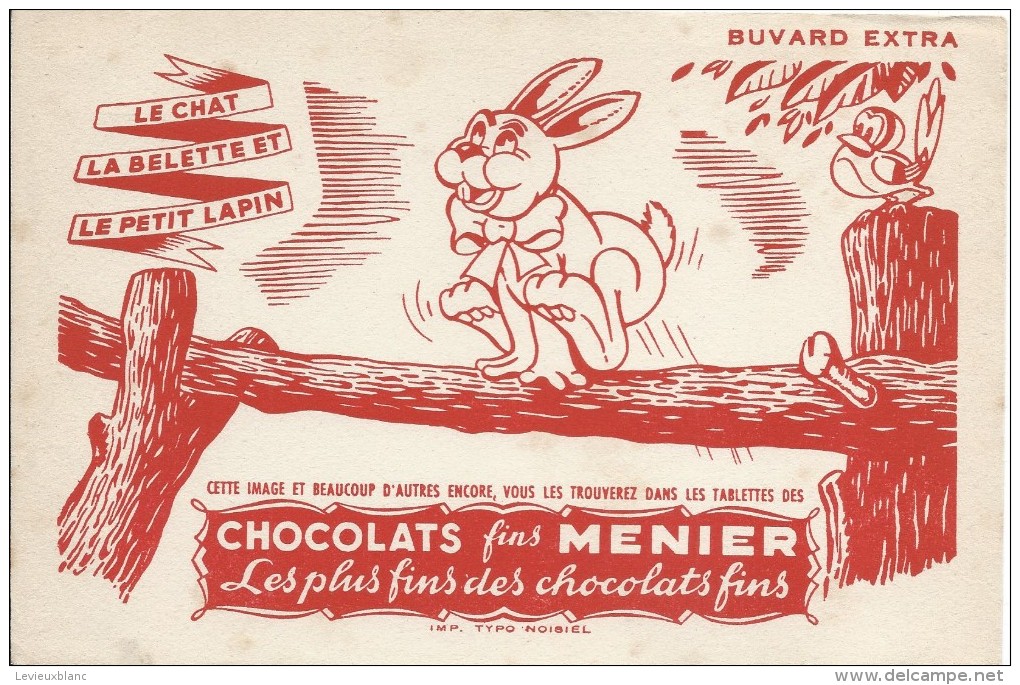 Buvard/ Menier/ Le Chat , La Belette Et Le Petit Lapin/1955-60   BUV281 - Chocolade En Cacao
