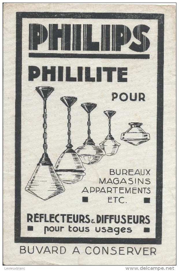 Buvard/ Electricité/ PHILIPS/ Phililite  Pour Bureaux -Magasins-Appart/Réflecteurs & Diffuseurs/Vers 1950-55  BUV283 - Electricité & Gaz