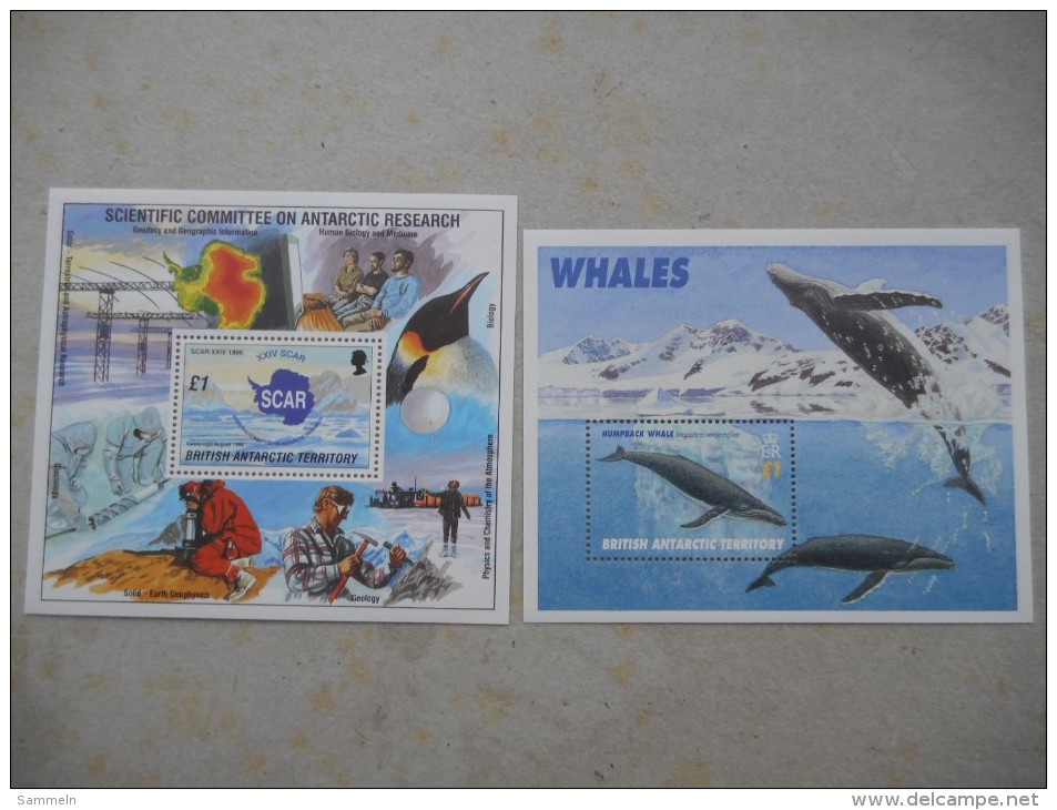 Y025 British Antarctic Territory Block 3, 4 Mnh/ 1996 Beide Blockausgaben Cpl. Scar / Wale - Ungebraucht