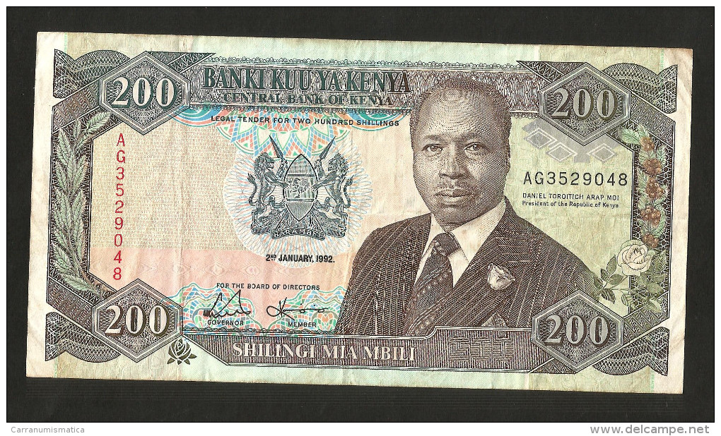 KENYA - CENTRAL BANK Of KENYA - 200 SCHILLINGS (1992) / D. TOROITICH ARAP MOI - Kenya