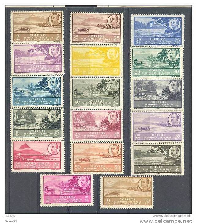 GUI277STV-LFT**277. Guinea.Guinee.GUINEA ESPAÑOLA  PAISAJES Y FRANCO 1949/50(Ed 277/93*)con Charnela. MAGNIFICA. - Guinea Española