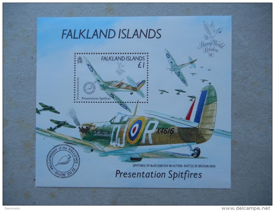 Y040 Falklandinseln Block 7 Mnh Spitfire Aeroplane - Falkland