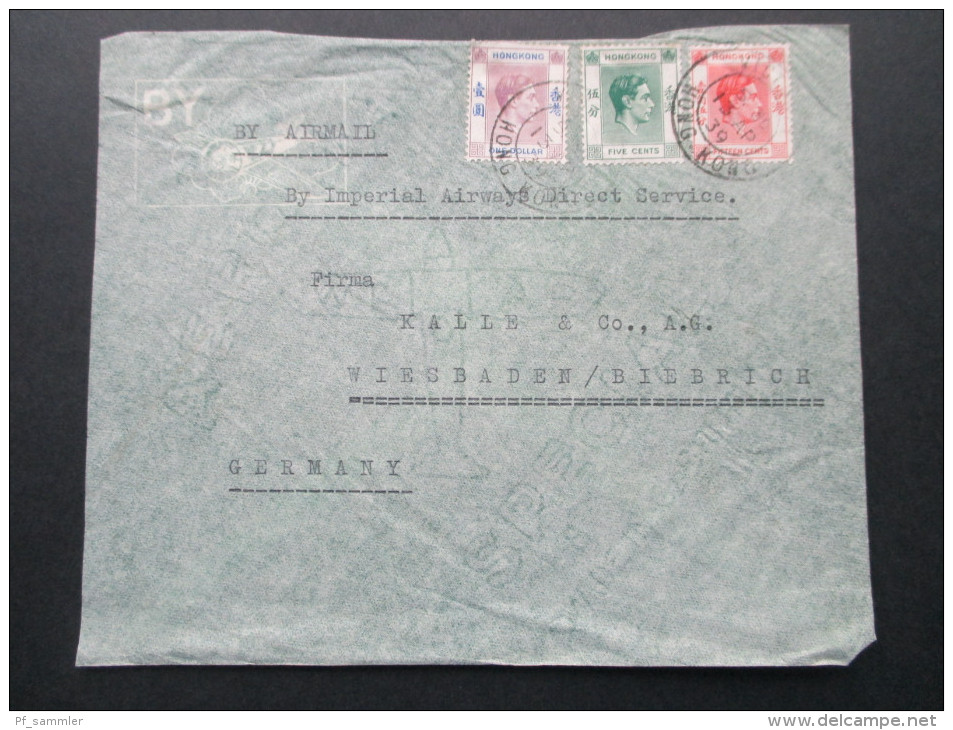 GB Kolonie Hong Kong 1939 MiF One Dollar Usw. Drei Farben Frankatur!! Luftpost - Cartas & Documentos