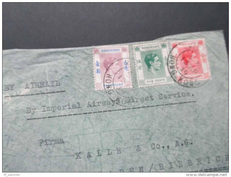 GB Kolonie Hong Kong 1939 MiF One Dollar Usw. Drei Farben Frankatur!! Luftpost - Briefe U. Dokumente