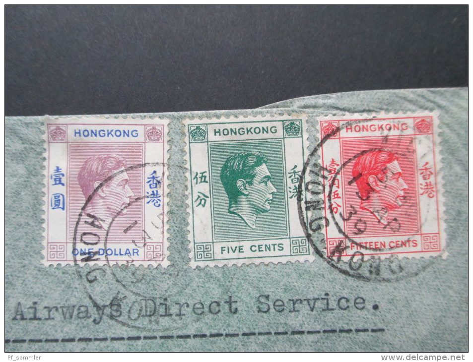 GB Kolonie Hong Kong 1939 MiF One Dollar Usw. Drei Farben Frankatur!! Luftpost - Brieven En Documenten