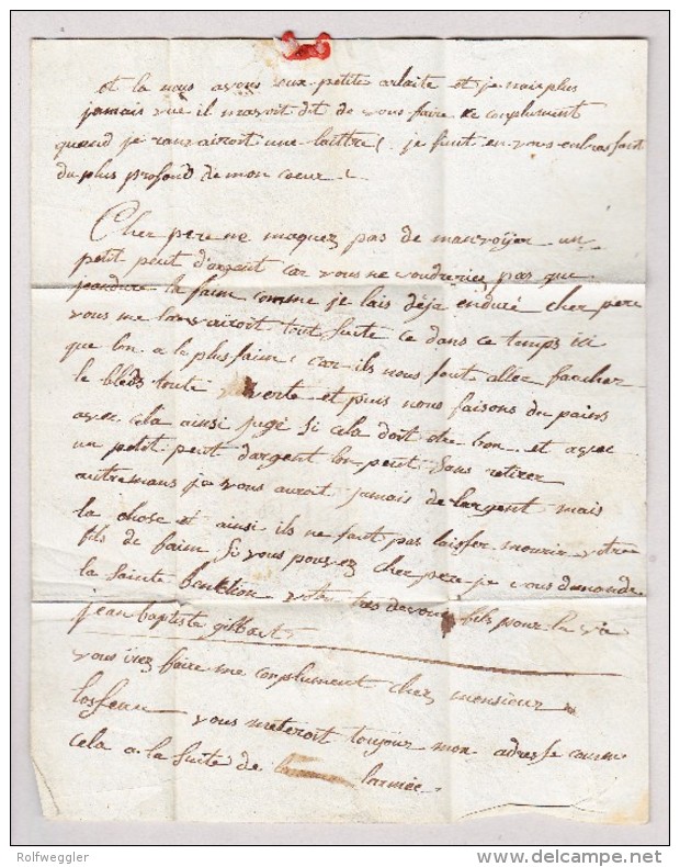 France Bau Gaf Grande Armée Marque Postale Rouge Lettre Pour Thuin Belgique - 1801-1848: Précurseurs XIX