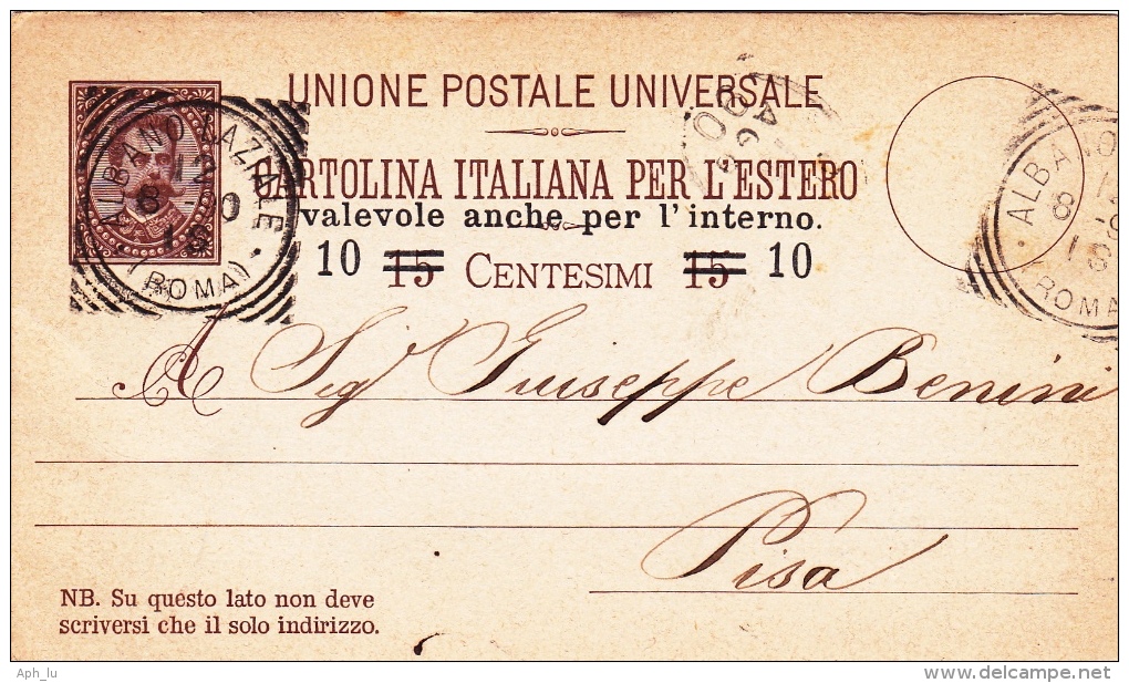 Postkarte Fil. C 20 Von Albano Laziale Nach Pisa (m105) - Interi Postali