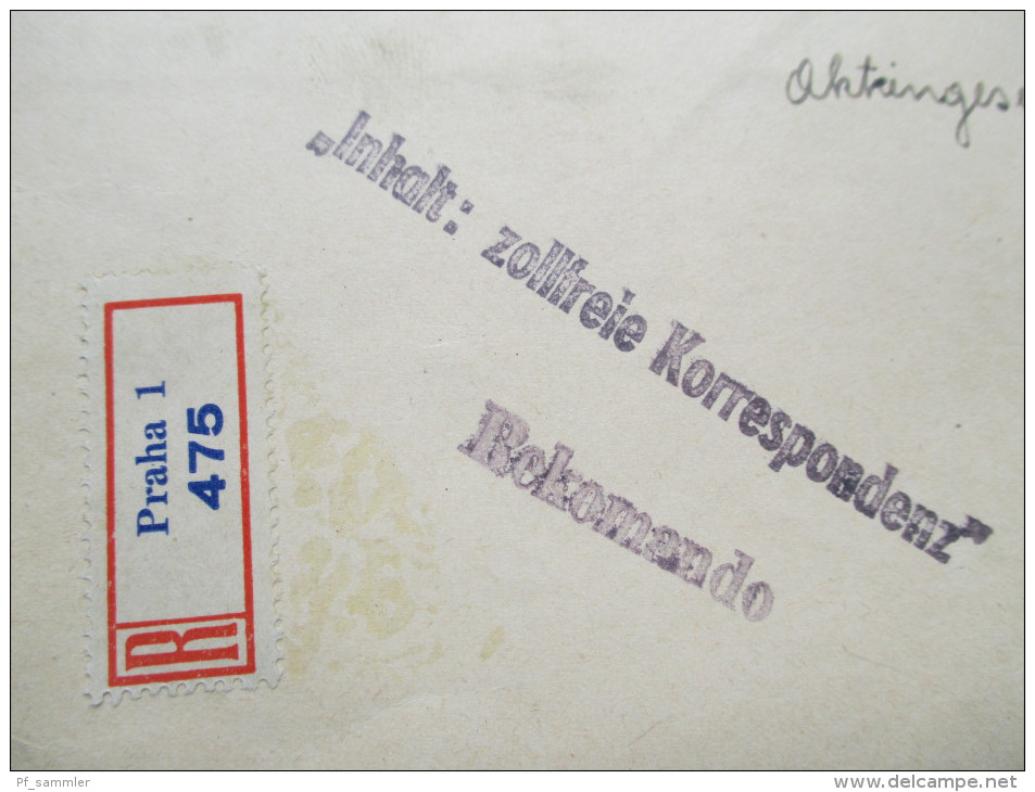 DR / Böhmen Und Mähren 1940 Prag Sonderstempel Erster Jahrestag Des Führerbesuchs. Zollfreie Korrespondenz. R-Brief - Brieven En Documenten