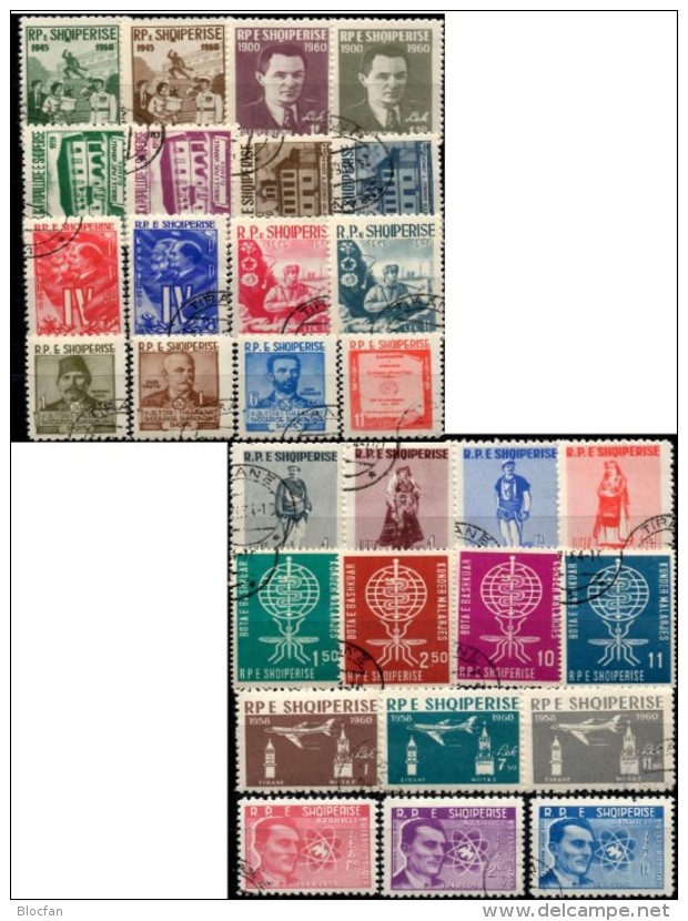 11 Set 1960-1963 Albanien O 53€ Flagge Polizist Curie Schlacht Berg Polizei Architectur Document Topic Albania Shqiperia - Andere & Zonder Classificatie