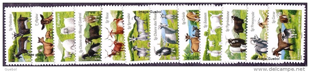 France Autoadhésif ** N° 1096 à 1107 - Les Chèvres - Unused Stamps