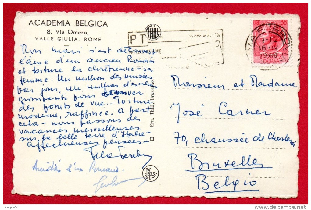 Institut Culturel Et Historique à Rome: ACADEMIA BELGICA. Valle Giulia, Via Omero. 1960 - Unterricht, Schulen Und Universitäten