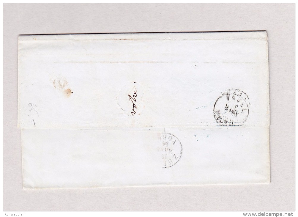 Schweiz Küsnacht ZH Ankunft Eines Brief Aus Bruxelles 10.3.1854 - ...-1845 Préphilatélie