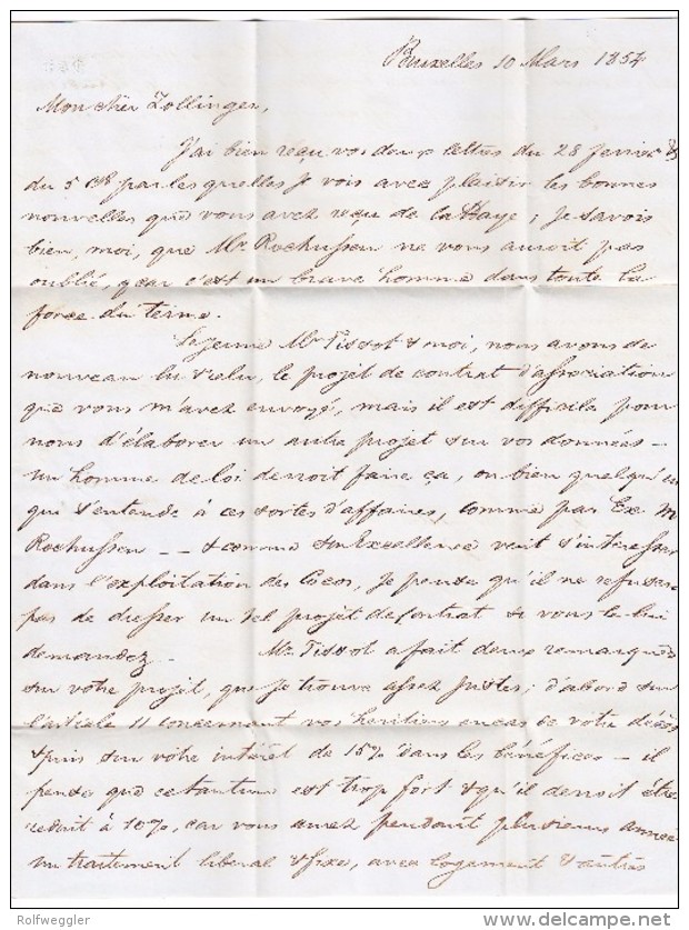 Schweiz Küsnacht ZH Ankunft Eines Brief Aus Bruxelles 10.3.1854 - ...-1845 Préphilatélie