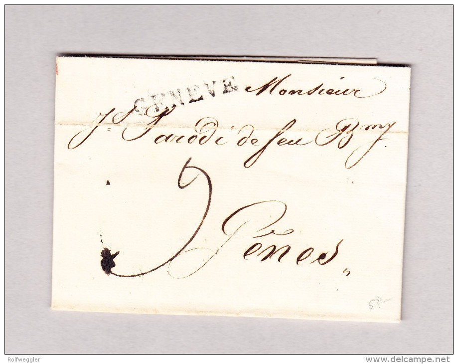 Schweiz GENEVE Langstempel Auf Brief 28-9-1818 Nach Gênes Italien - ...-1845 Préphilatélie