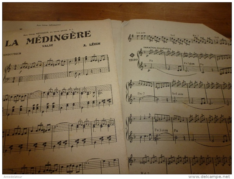 1946  Valse Pour Accordéon Des Frères Médinger (photo De Couverture  Des 2 Frères Jouant L'accordéon) LA MEDINGERE - Partitions Musicales Anciennes