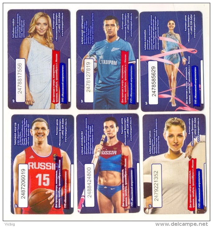 Russia Metro Subway Cards 2015 ,Russian Sport TV,6 Pcs. - Otros & Sin Clasificación