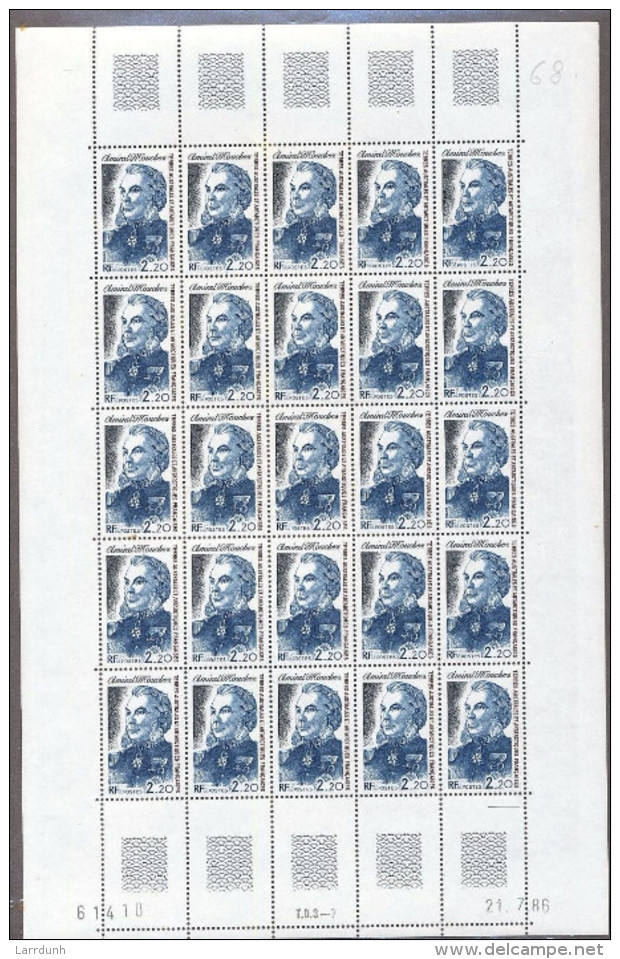FSAT TAAF 129 Admiral Mouchez UNFOLDED Sheet Of 25 MNH 1987 A04s - Other & Unclassified