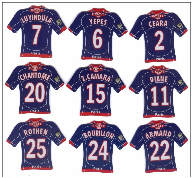 Lot De 9 Magnets Football PSG PARIS - Collection Just Foot 2008 - Sports