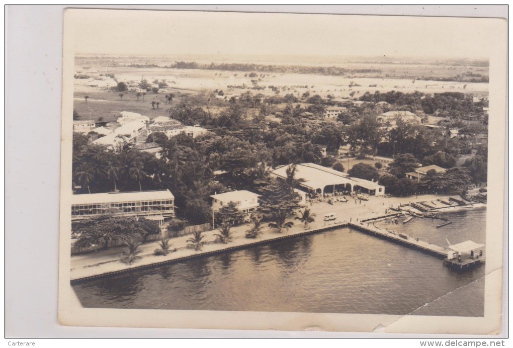 CARTE PHOTO,GABON,ILE MANDJI, 1967,OGOUE MARITIME,PORT,LE MARCHE,VUE AERIENNE ,INDUSTRIE PETROLIERE - Gabón